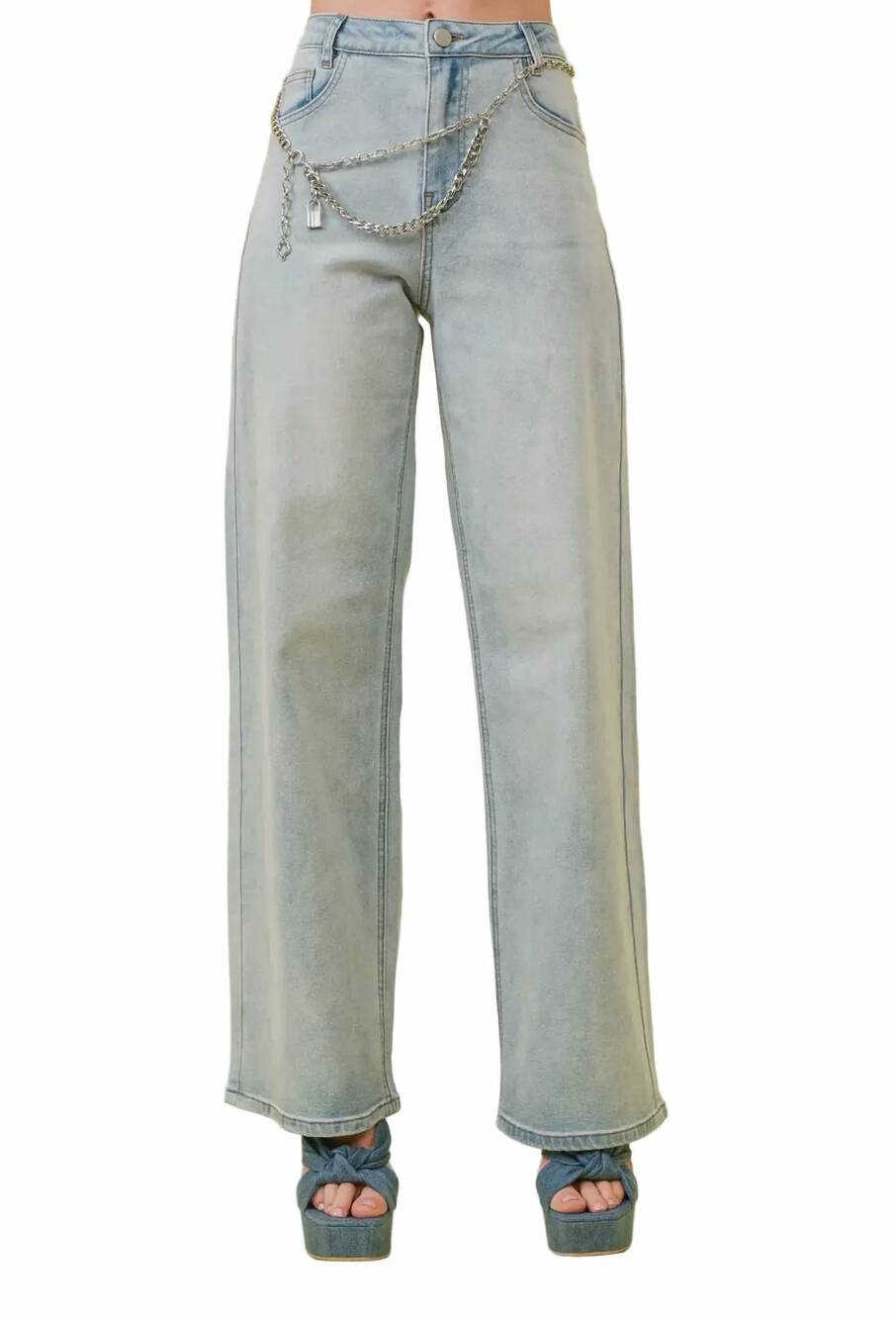 NEW BLUE B chain wide leg jeans in blue
